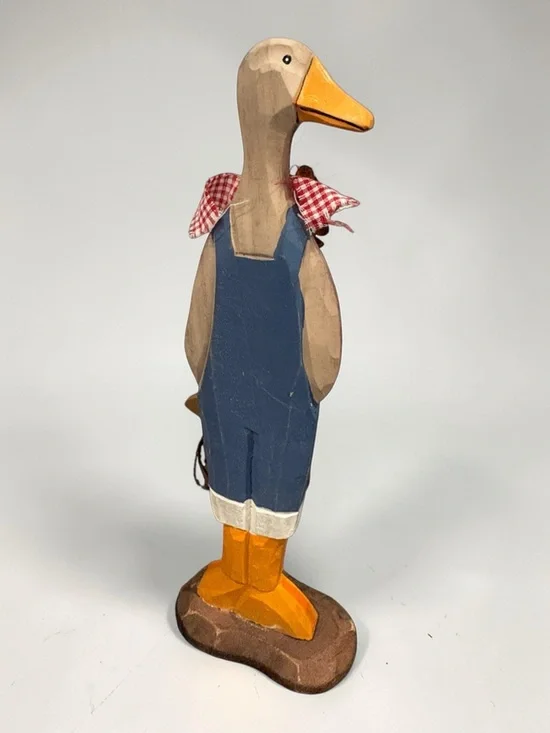 Vintage Wood Carved Goose Freestanding 12” Figure Duck W/Basket Statue Rare Find - Picture 8 of 16